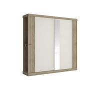 Vente-unique Armoire ADALRIK II - 2 Portes coulissantes - avec Miroir - L231 cm - Chêne et Ivoire