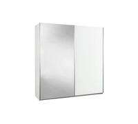 Armoire 2 portes coulissantes blanc laqué avec 1 porte miroir - MARIANE
