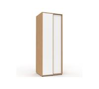 IDMarket Armoire 2 portes coulissantes SLIDEA bois et blanc 60 cm penderie avec étagère Blanc