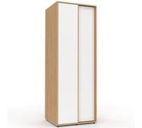 IDMarket Armoire 2 portes coulissantes SLIDEA bois et blanc 60 cm penderie avec étagère Blanc