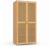 IDMarket Armoire 2 portes EDHEN cannage et bois penderie 80 cm avec étagères de rangement