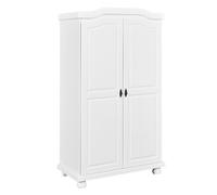 Inter Link - Armoire fonctionnelle - 2 portes - 5 niches - Avec penderie - Armoire en pin massif - Blanc vernis - Largeur :104cm Profondeur :56cm Hauteur : 180cm - Hedda
