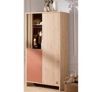 Armoire 2 Portes Et 1 Niche Avec Claustra En Bois Décor Chêne Suave - Tokyo Rouge/marron TU