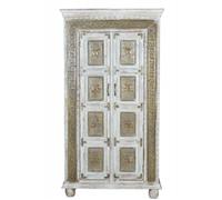 Armoire 2 portes - Giner y Colomer - Bois de manguier - Blanc délavé - Détails bronze