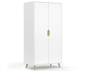 Armoire 2 portes HELSINKI scandinave blanc penderie 80 cm avec étagères rangement