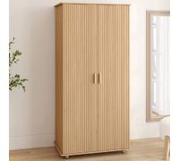 IDMarket - Armoire 2 Portes Juliette Effet Lattes tasseau Bois Coloris chêne penderie 80 cm avec étagères Rangement