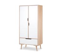 Armoire 2 portes LittleSky by Klups Sofie - Hêtre et Blanc