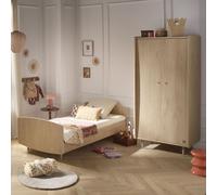 Sauthon – Armoire 2 portes My Love – Pieds bois, poignées métal, décor chêne marron