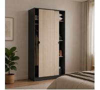 Armoire 2 Portes Orgosolo Dmora, en Bois Mélaminé Gris Anthracite 50x200h cm