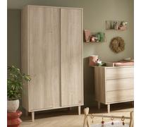 Armoire 2 Portes Avec Détail Imitation Bois Texturé Et Pieds Bois - Paloma Marron TU
