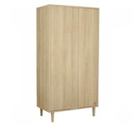 Armoire 2 Portes Avec Détail Imitation Bois Texturé Et Pieds Bois - Paloma Marron TU