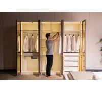 Armoire 2turiger avec tiroirs, couleur beige, style moderne, fonctionnelle