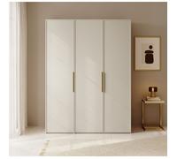 Armoire 3 portes avec longue tringle et 7 étagères - FRAME - 150 cm - grège