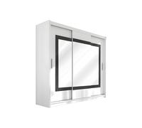 Armoire 3 portes coulissantes - Avec miroir - L250 cm - Coloris : Blanc - AUTLAN
