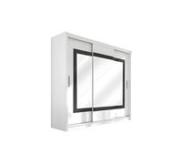 Armoire 3 portes coulissantes - Avec miroir - L250 cm - Coloris : Blanc - AUTLAN