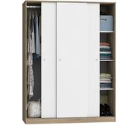 Armoire 3 portes coulissantes Meuble de rangement coloris Cambrian-Blanc - Hauteur 200 x Longueur 150 x Profondeur 55 cm
