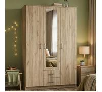 Armoire 3 Portes Crati Dmora, en Bois Mélaminé Chêne Brun 120x52 cm