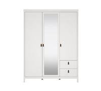 Armoire 3 portes dont 1 miroir et 2 tiroirs L150 cm - Blanc