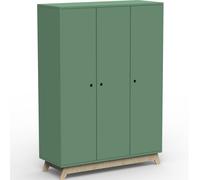 Armoire 3 portes Madavin avec pieds en bouleau (coloris au choix)