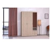 Parisot Armoire VARIA – reproduction chêne – 3 portes 2 tiroirs porte droite avec miroir