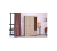 Parisot Armoire VARIA – reproduction chêne – 3 portes 2 tiroirs porte droite avec miroir
