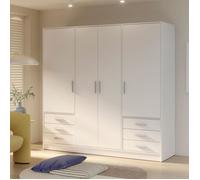 Forte Jupiter Armoire à vêtements 4 Portes, 6 tiroirs, matériau à Base de Bois, Blanc Mat, 206,5 x 60 x 200 cm
