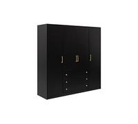 Vente-unique - Armoire 4 Portes et 3 tiroirs - L196 cm - Noir - Lizandro