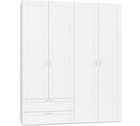 Armoire 4 portes VITO blanc penderie 160 cm avec 2 tiroirs et étagères Blanc G