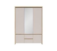 Armoire 5 portes coloris Chêne mauvella/cachemire - PEGANE - | Longueur 153,5 x Profondeur 55,5 x Hauteur 211 cm