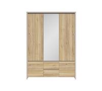 Armoire 5 portes et 2 tiroirs coloris cachemire/Chêne mauvella - PEGANE - | Longueur 153,5 x Profondeur 55,5 x Hauteur 211 cm