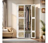 Armoire - 6 Étagères 10 Espaces de Rangement -Moderne Armoire de Chambre -Porte magnétique transparente - pour Chambre à Coucher