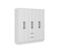 Armoire 6 portes et 2 tiroirs - L162 cm - Blanc - FEOVA