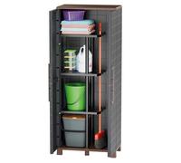 Armoire à balais + 3 Etagères Amovibles Anthracite 68 x 37 x 169 cm - Placard à balais Charge 60kg Garage Buanderie ArtPlast