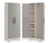 Armoire à balais d'extérieur en résine à 2 portes, aspect bois, Linear Wood Keter
