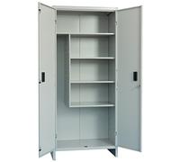 Armoire à balais « Pratiko » en tôle Vernie. Ensemble d'une Grande étagère et Trois Petites pièces. Livrée démontée.