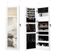 Armoire à bijoux - Armoire à glace - Miroir en pied de 120 cm - Miroir grossissant intégré - Rangement pour bijoux - À monter soi-même - Blanc