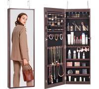 Armoire à bijoux Armoire à glace Rangement pour bijoux 108cm montage mural brun