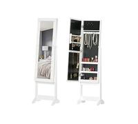 Armoire à bijoux - HOMCOM - meuble rangement sur pieds miroir éclairage LED blanc - bois - blanc
