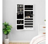 vidaXL Armoire à bijoux murale avec miroir et éclairage LED, blanc