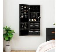 vidaXL Armoire à bijoux avec miroir et éclairage LED mural noir