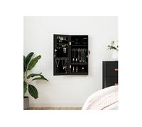 Armoire à bijoux avec miroir murale noir 30x8,5x67 cm