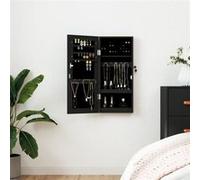 vidaXL Armoire à bijoux murale avec miroir noir 30x8,5x67 cm