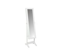 Armoire à Bijoux et Miroir en Verre et Bois Blanc Hauteur 145 cm Blanc G