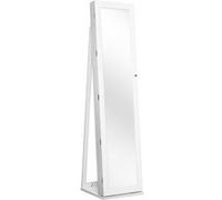 armoire à bijoux giantex sur pieds blanche 37 x 38 x 157cm avec grande capacité, miroir pleine longueur et miroir de maquillage intégré Blanc G