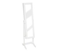 Armoire à Bijoux et Miroir en Verre et Bois Blanc Hauteur 145 cm Blanc G