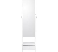 Armoire à bijoux miroir Miroir sur pied avec rangement Pleine longueur Blanc