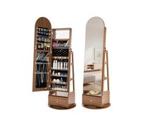 VEVOR Armoire à bijoux pivotante à 360°, organiseur de bijoux sur pied, 1650 mm, avec miroir pleine longueur, étagères de rangement, porte verrouillable avec 2 clés, pochettes pour accessoires, tiroir