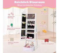 Armoire à bijoux pour enfants Armoire à miroir inclinable 3 en 1 avec miroir pleine longueur blanc