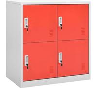 Armoire à casiers, 4 compartiments, armoire métallique, casier, vestiaire, armoire à compartiments, armoire de bureau métallique, vestiaire verrouillable, armoire en acier - Rouge