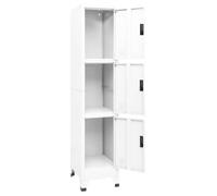 Armoire à casiers en acier - vidaXL - Blanc - 38x45x180 cm - 3 portes verrouillables - Orifices d'aération